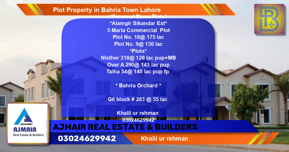 Commercial Plot for Sale in Bahria Town, Lahore - (BP-74051)