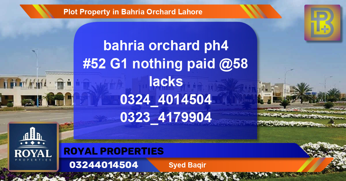 Residential Plot for Sale in Bahria Orchard, Lahore - (BP-74060)