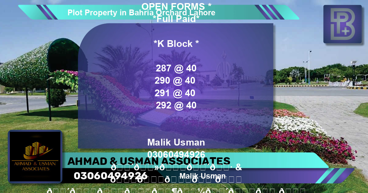 Residential Plot for Sale in Bahria Orchard, Lahore - (BP-74074)