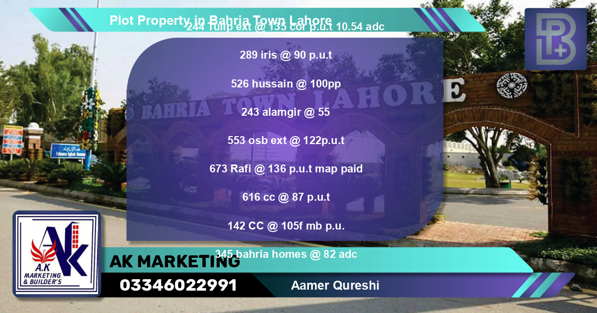 Residential Plot for Sale in Bahria Town, Lahore - (BP-74094)