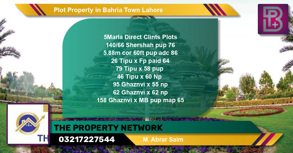 Residential Plot for Sale in Bahria Town, Lahore - (BP-74107)
