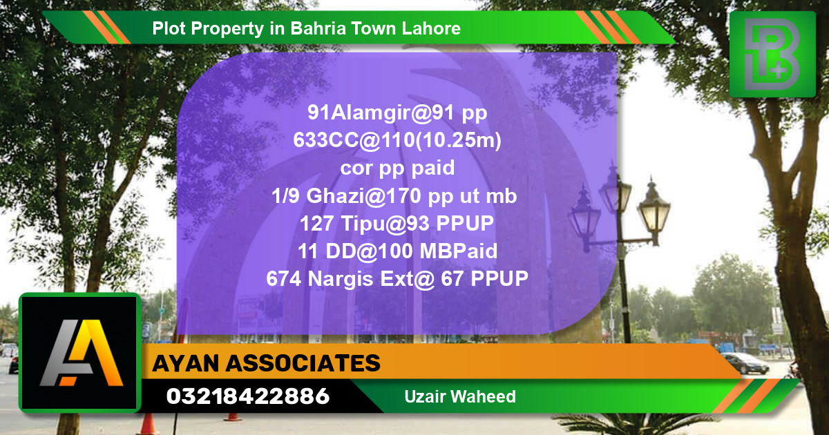 Residential Plot for Sale in Bahria Town, Lahore - (BP-74130)