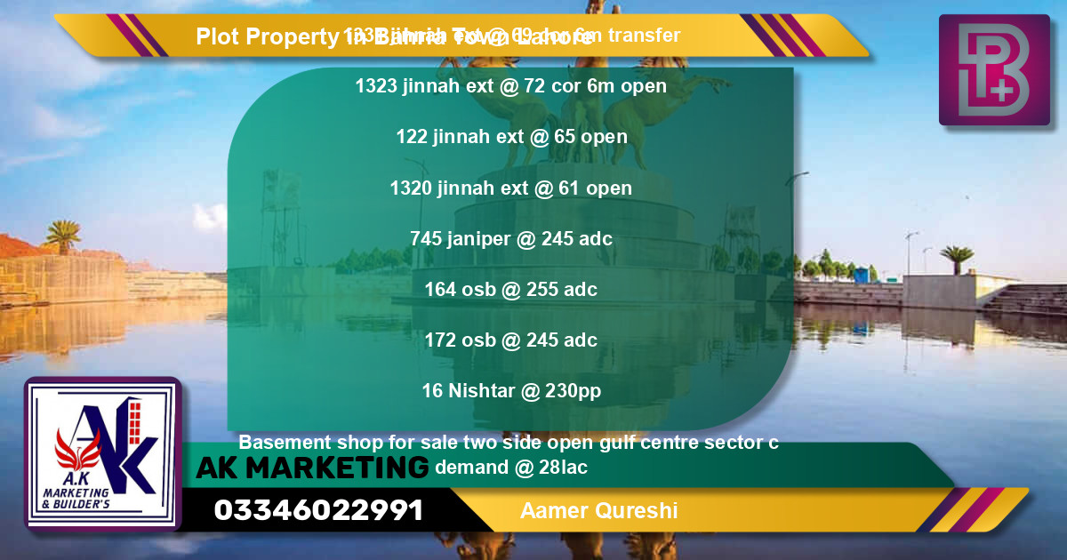 Residential Plot for Sale in Bahria Town, Lahore - (BP-74148)