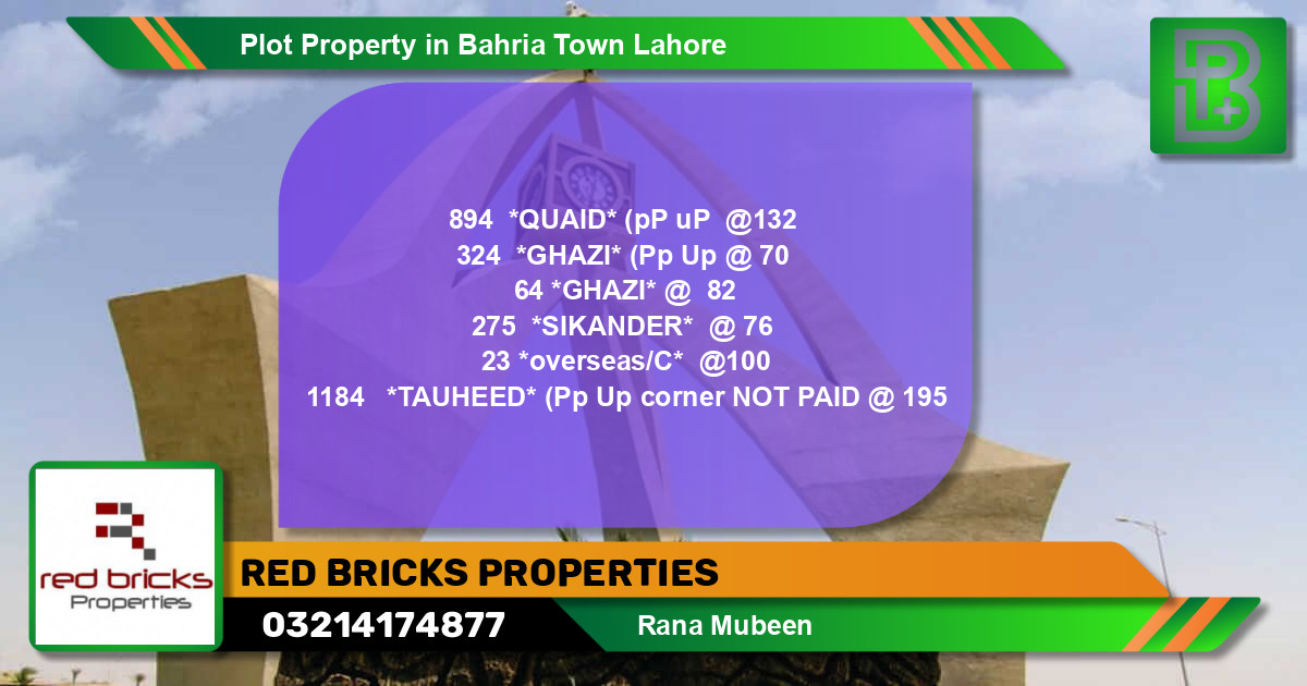 Residential Plot for Sale in Bahria Town, Lahore - (BP-74155)