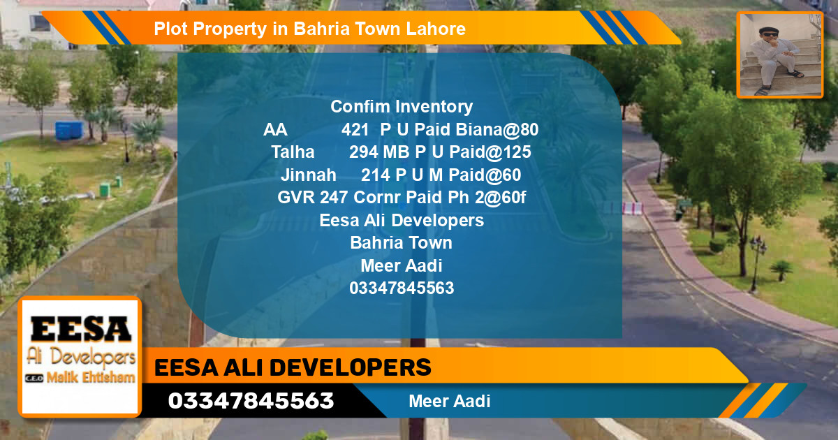 Residential Plot for Sale in Bahria Town, Lahore - (BP-74156)