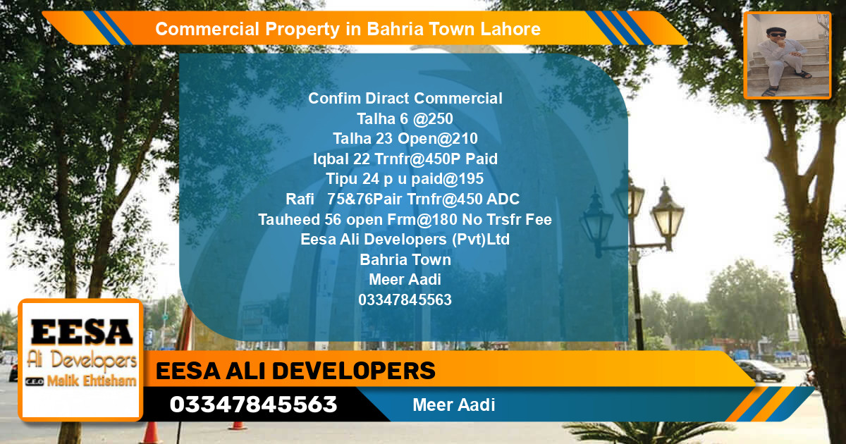 Commercial Property for Sale in Bahria Town, Lahore - (BP-74157)