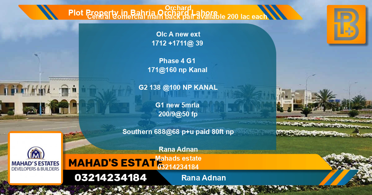 Residential Plot for Sale in Bahria Orchard, Lahore - (BP-74184)