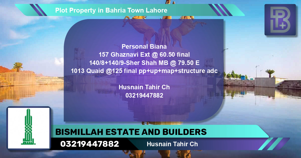 Residential Plot for Sale in Bahria Town, Lahore - (BP-74197)