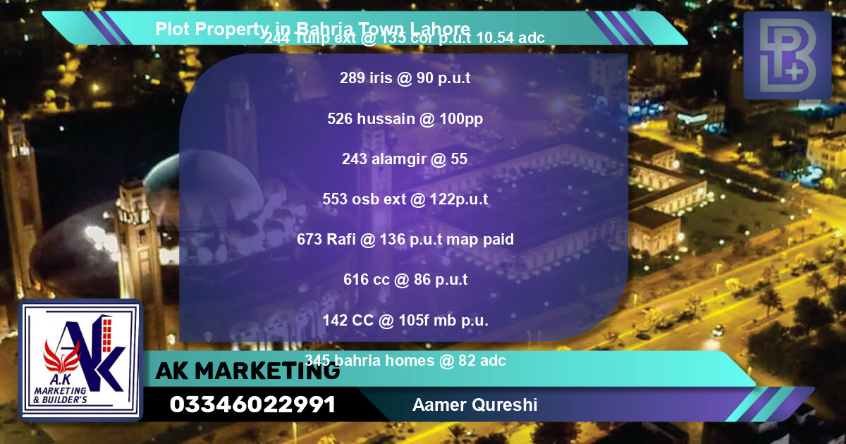 Residential Plot for Sale in Bahria Town, Lahore - (BP-74249)
