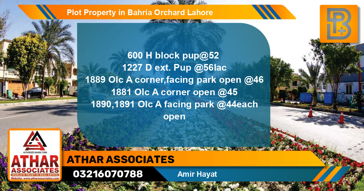 Residential Plot for Sale in Bahria Orchard, Lahore - (BP-74255)