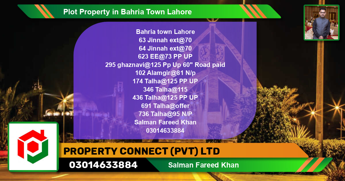 Residential Plot for Sale in Bahria Town, Lahore - (BP-74269)