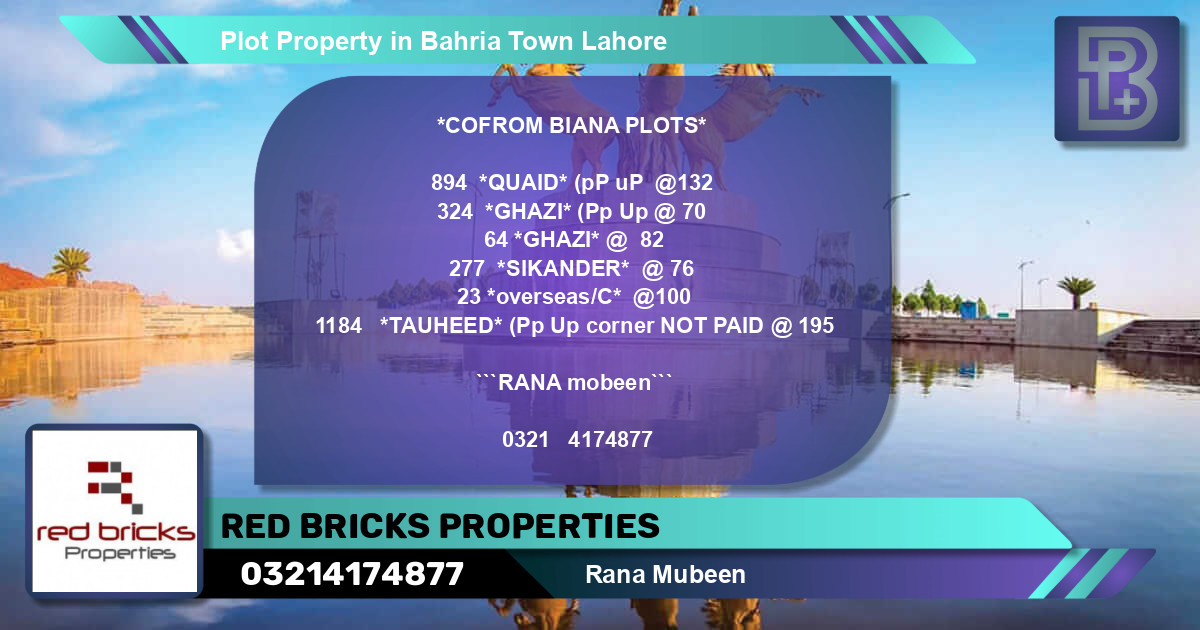 Residential Plot for Sale in Bahria Town, Lahore - (BP-74281)