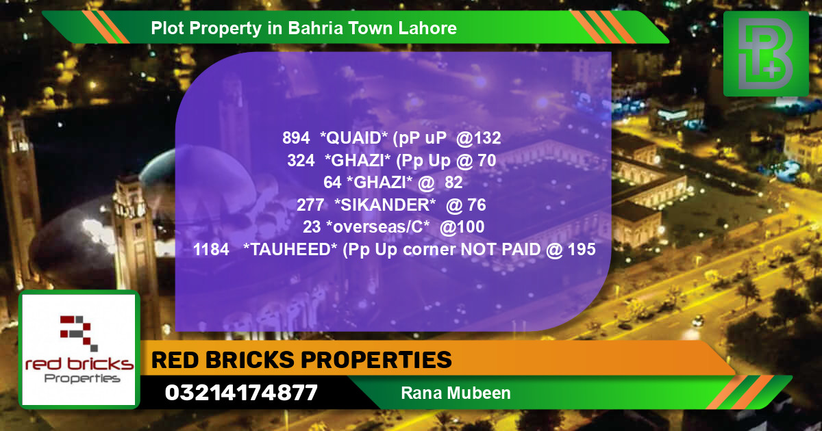 Residential Plot for Sale in Bahria Town, Lahore - (BP-74284)