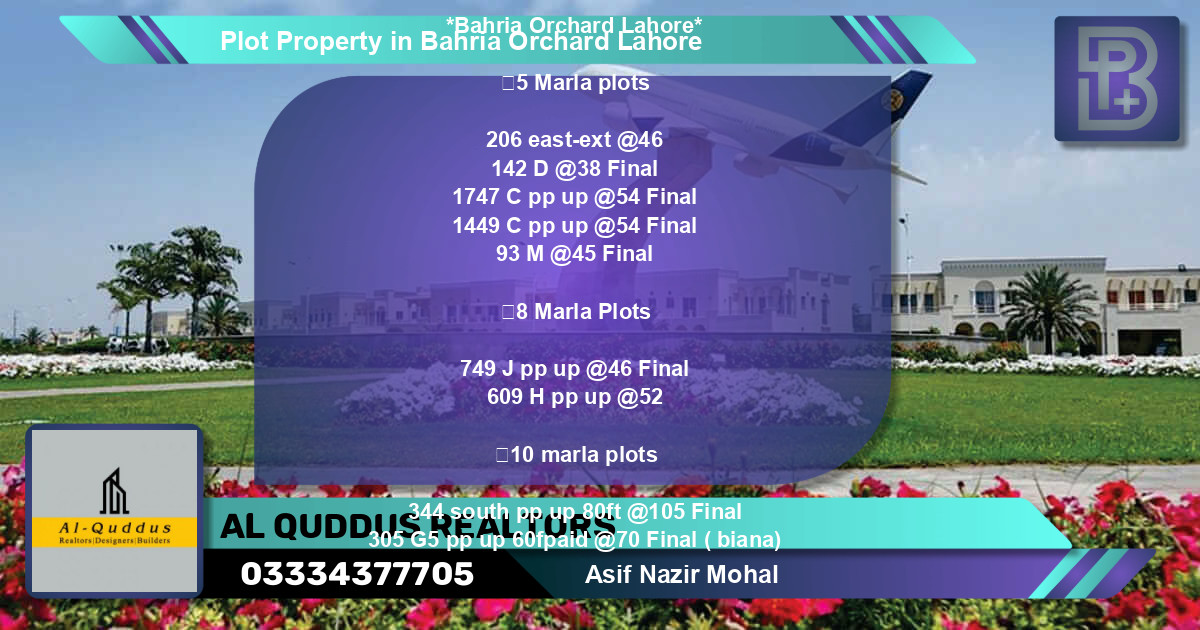 Residential Plot for Sale in Bahria Orchard, Lahore - (BP-74297)