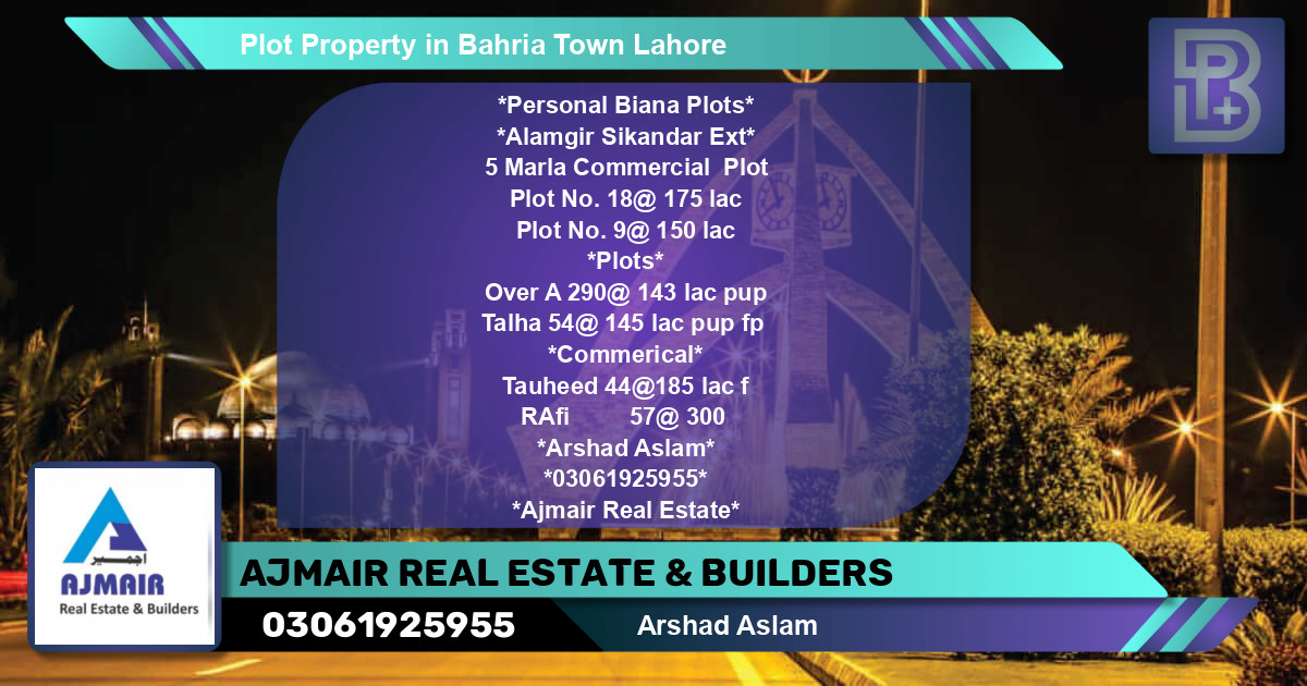 Commercial Plot for Sale in Bahria Town, Lahore - (BP-74302)