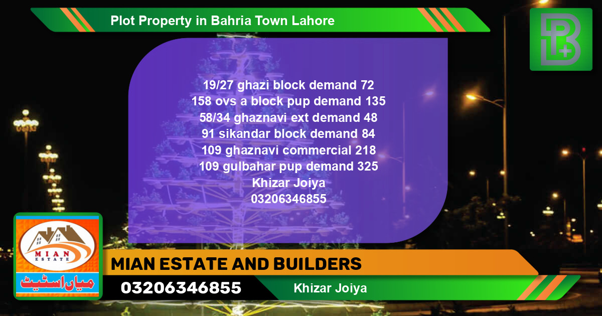 Commercial Plot for Sale in Bahria Town, Lahore - (BP-74303)