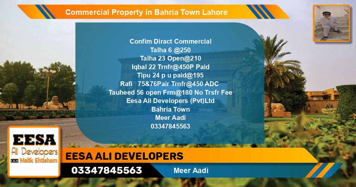 Commercial Property for Sale in Bahria Town, Lahore - (BP-74308)