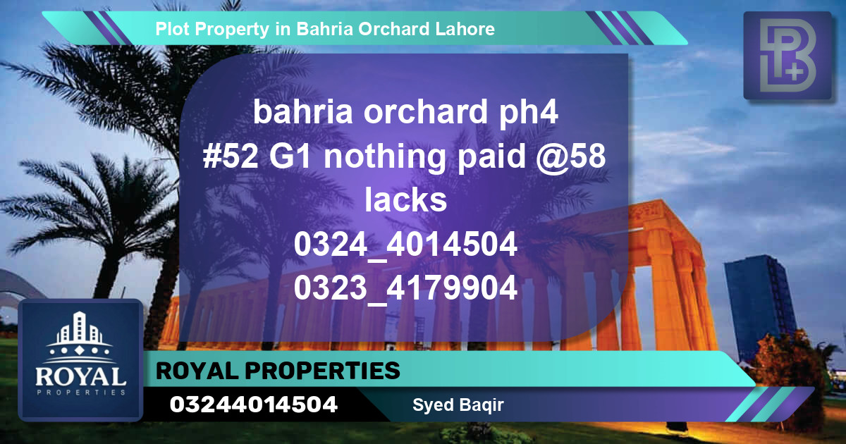 Residential Plot for Sale in Bahria Orchard, Lahore - (BP-74311)