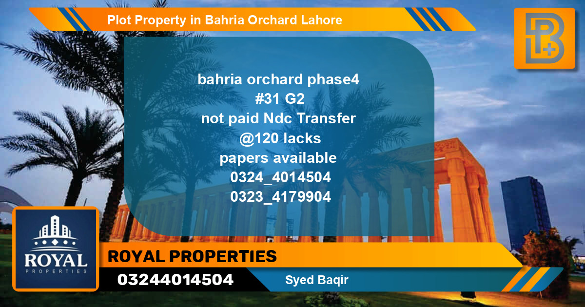 Residential Plot for Sale in Bahria Orchard, Lahore - (BP-74314)