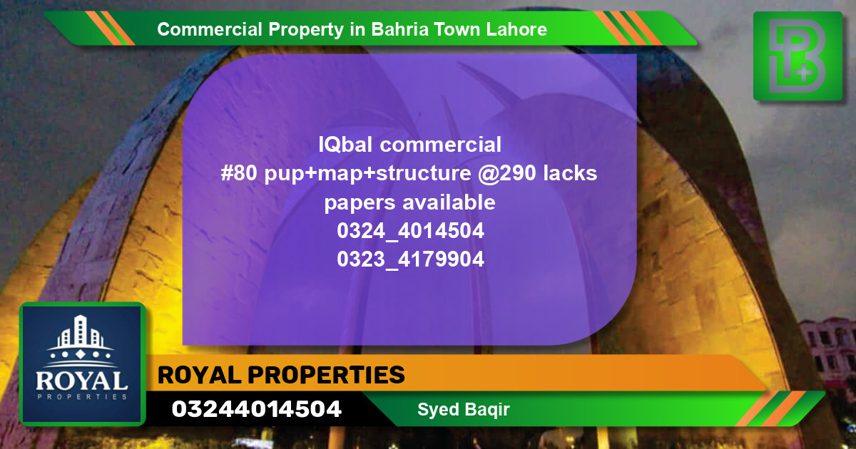 Commercial Property for Sale in Bahria Town, Lahore - (BP-74320)
