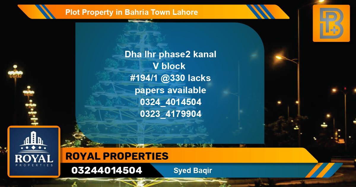 Residential Plot for Sale in Bahria Town, Lahore - (BP-74324)