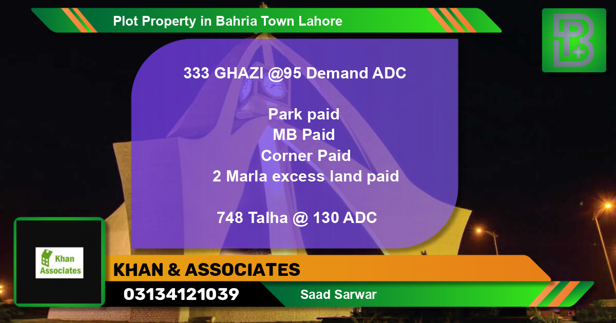Residential Plot for Sale in Bahria Town, Lahore - (BP-74333)