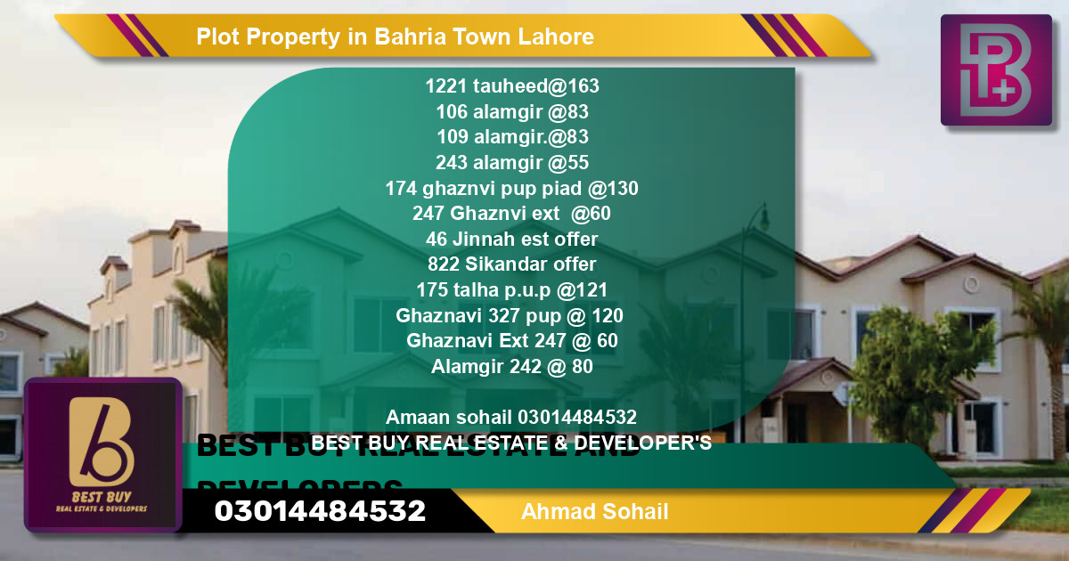 Residential Plot for Sale in Bahria Town, Lahore - (BP-74341)