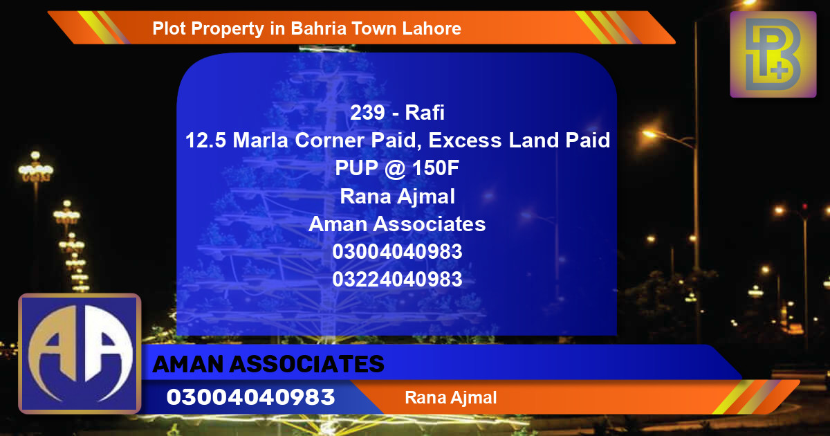Residential Plot for Sale in Bahria Town, Lahore - (BP-74346)