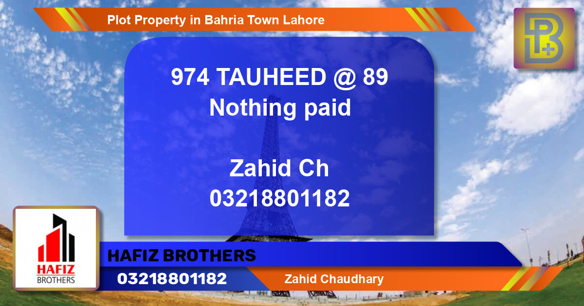 Residential Plot for Sale in Bahria Town, Lahore - (BP-74350)