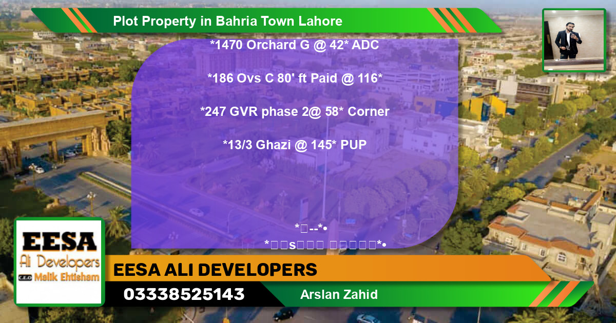 Residential Plot for Sale in Bahria Town, Lahore - (BP-74353)
