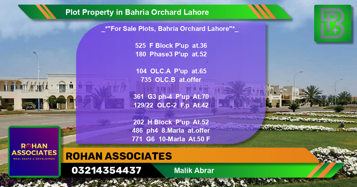 Residential Plot for Sale in Bahria Orchard, Lahore - (BP-74382)