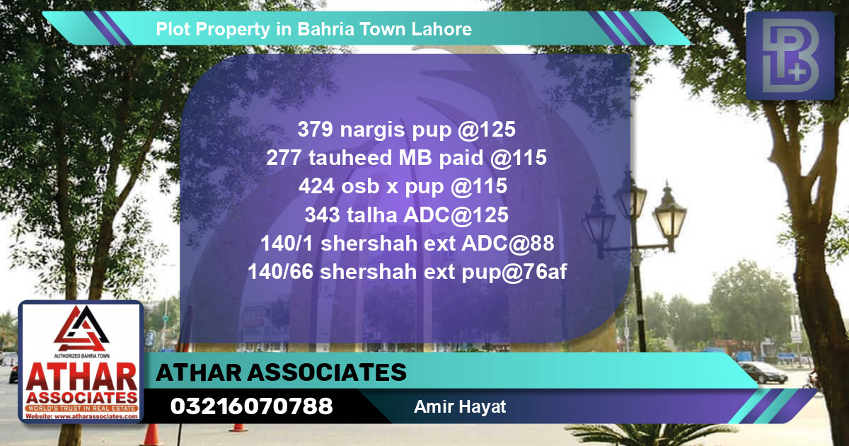 Residential Plot for Sale in Bahria Town, Lahore - (BP-74410)