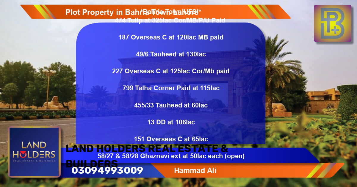 Residential Plot for Sale in Bahria Town, Lahore - (BP-74416)