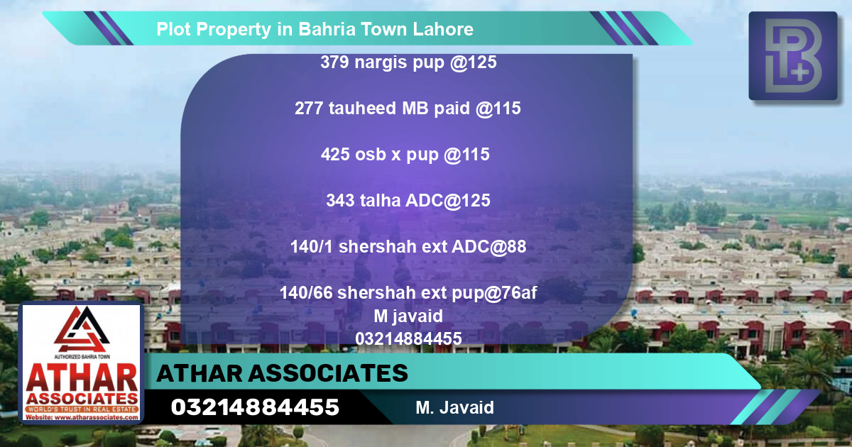 Residential Plot for Sale in Bahria Town, Lahore - (BP-74417)