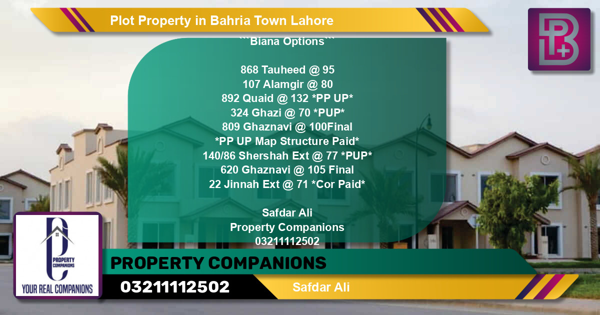 Residential Plot for Sale in Bahria Town, Lahore - (BP-74421)