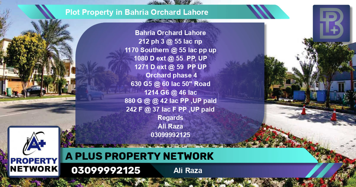 Residential Plot for Sale in Bahria Orchard, Lahore - (BP-74430)