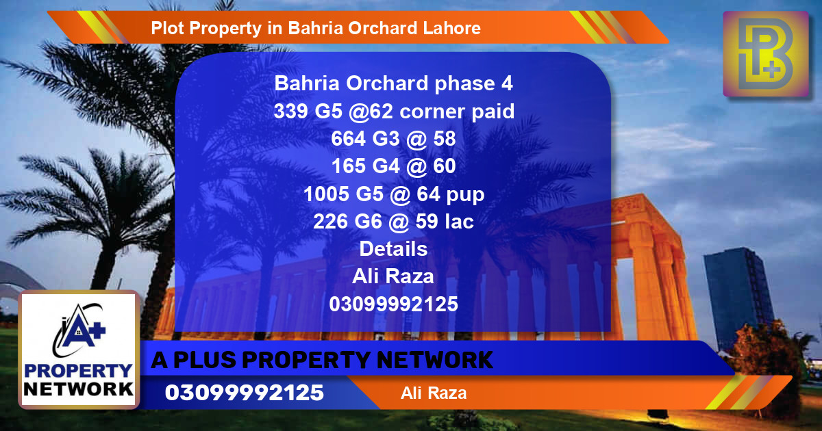 Residential Plot for Sale in Bahria Orchard, Lahore - (BP-74446)