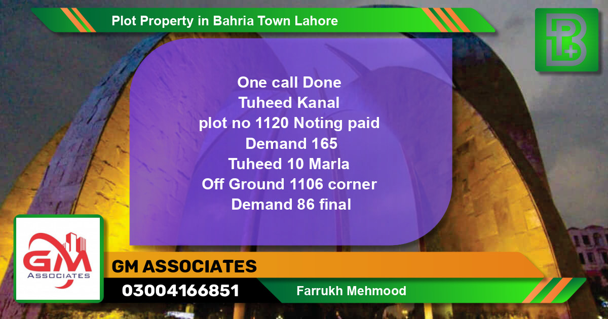Residential Plot for Sale in Bahria Town, Lahore - (BP-74462)