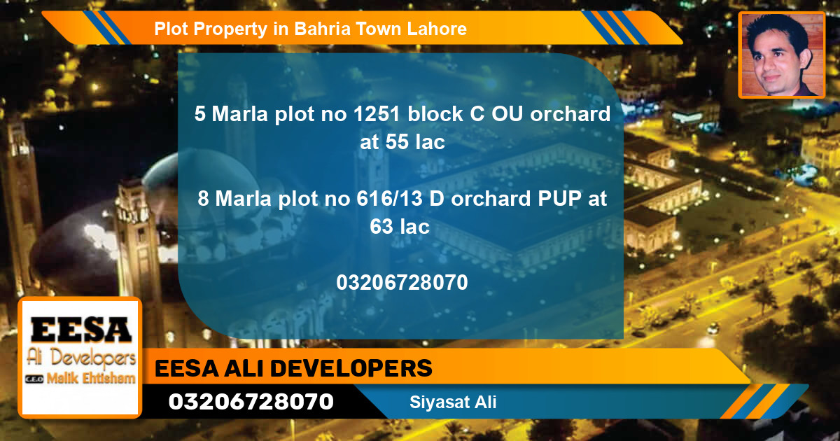 Residential Plot for Sale in Bahria Town, Lahore - (BP-74478)