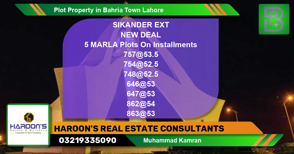 Residential Plot for Sale in Bahria Town, Lahore - (BP-74500)
