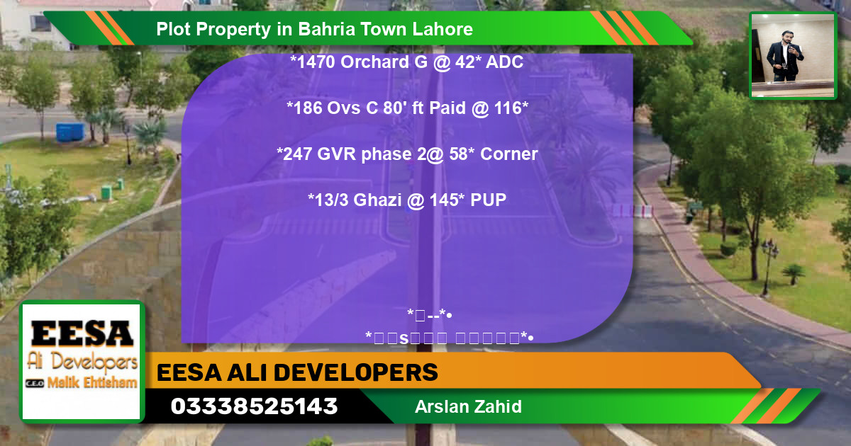Residential Plot for Sale in Bahria Town, Lahore - (BP-74532)