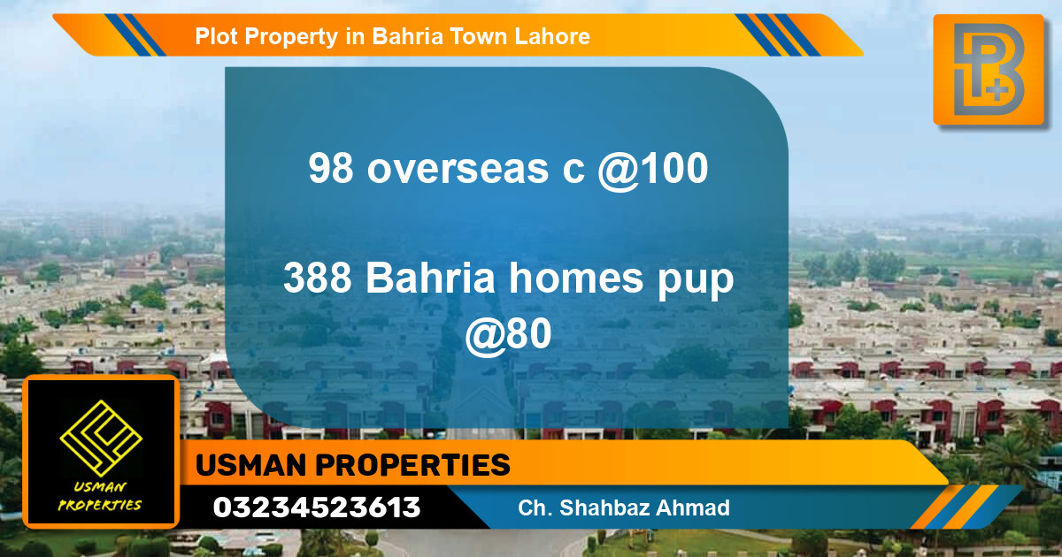 Residential Plot for Sale in Bahria Town, Lahore - (BP-74537)