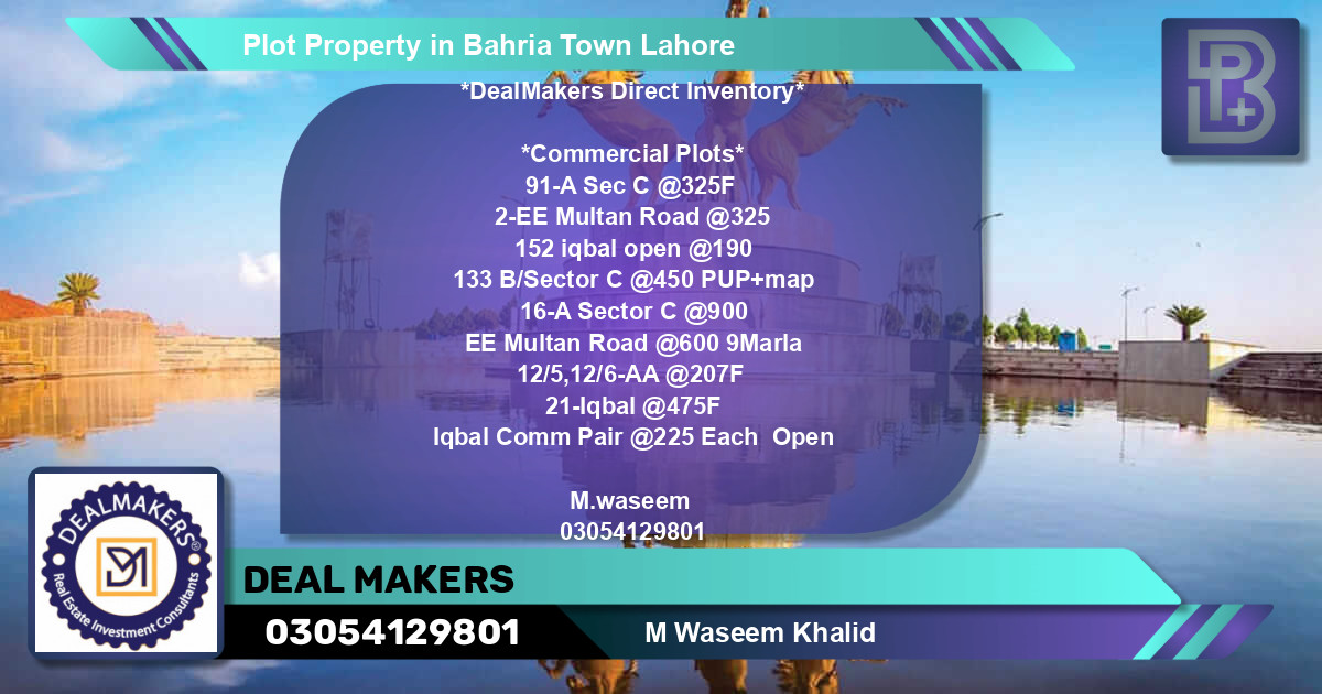Commercial Plot for Sale in Bahria Town, Lahore - (BP-74554)