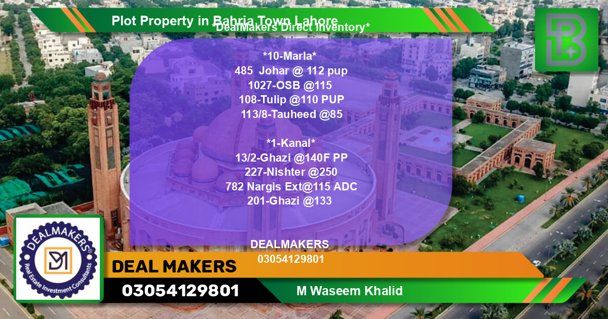 Residential Plot for Sale in Bahria Town, Lahore - (BP-74556)