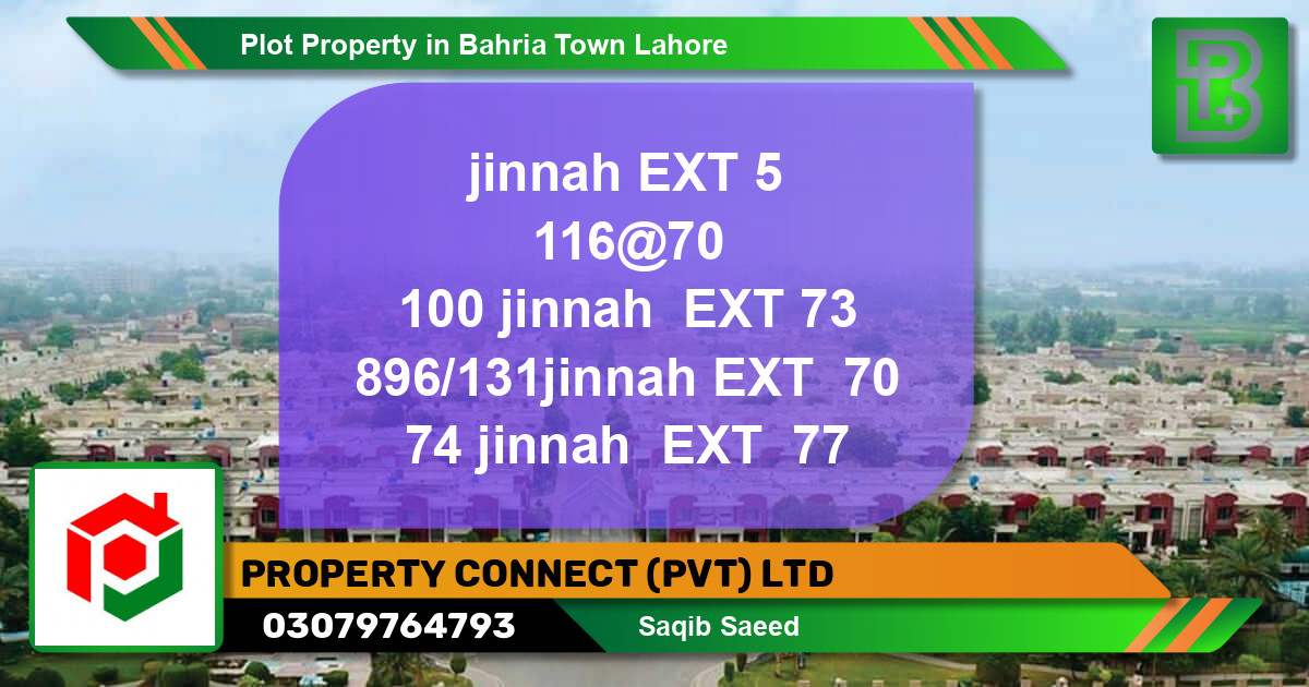 Residential Plot for Sale in Bahria Town, Lahore - (BP-74558)