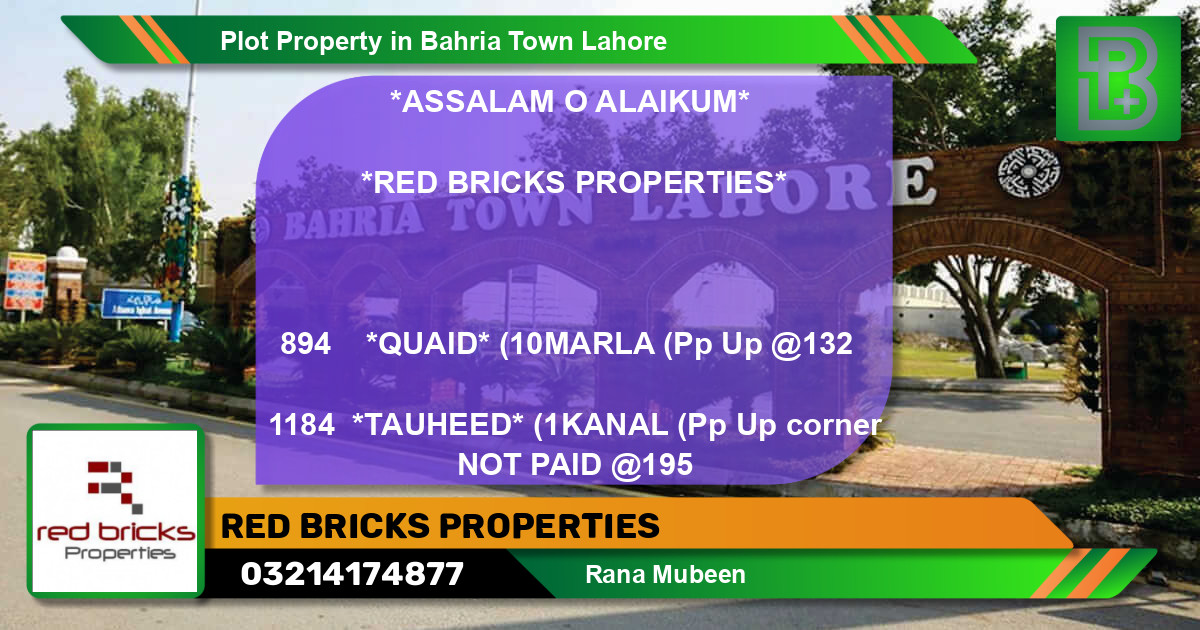 Residential Plot for Sale in Bahria Town, Lahore - (BP-74601)