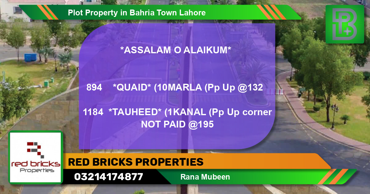 Residential Plot for Sale in Bahria Town, Lahore - (BP-74602)