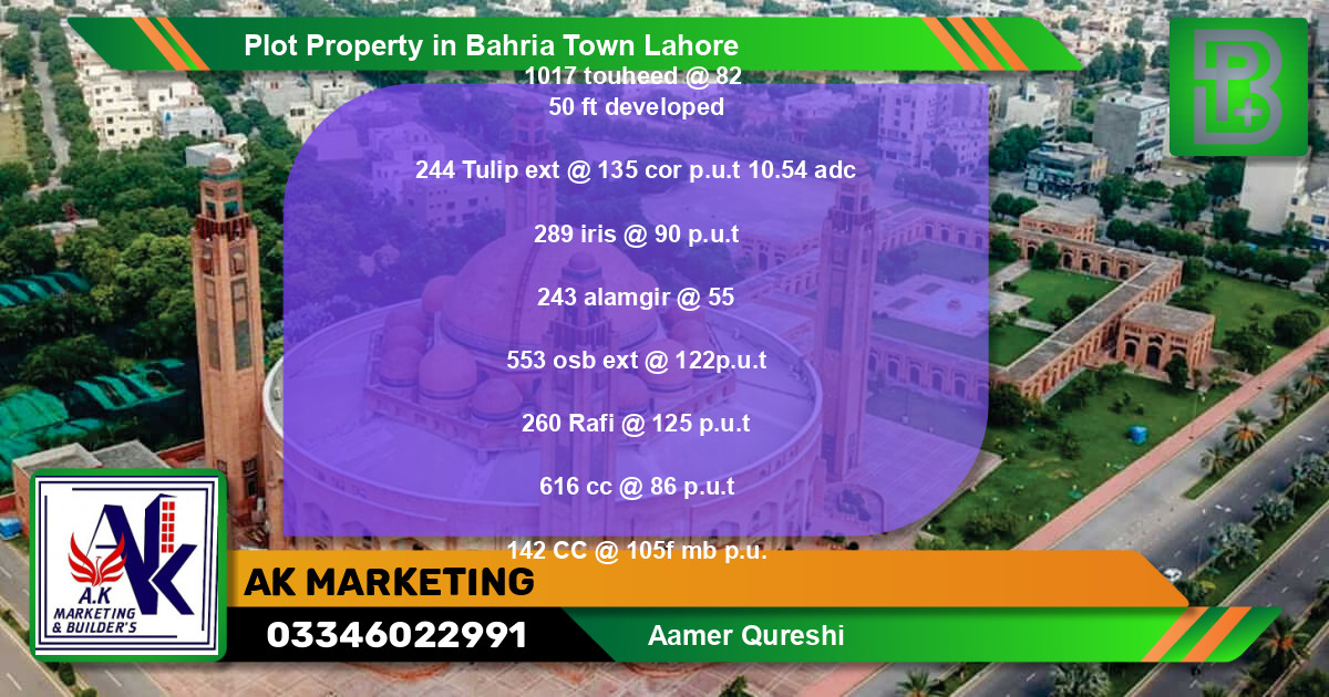 Residential Plot for Sale in Bahria Town, Lahore - (BP-74606)