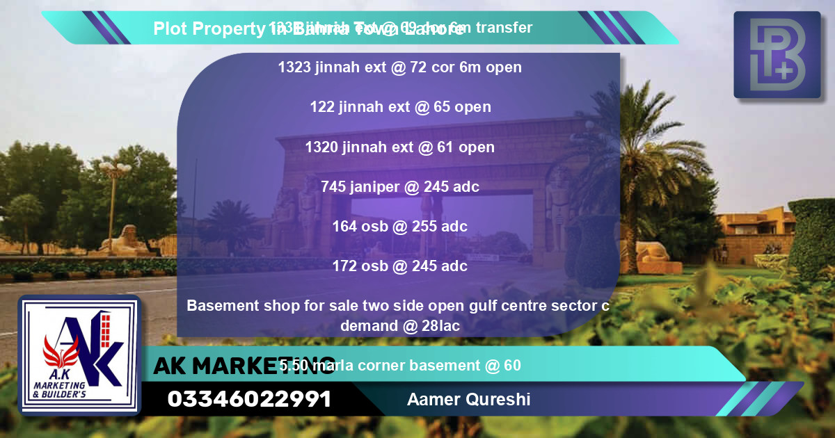 Residential Plot for Sale in Bahria Town, Lahore - (BP-74607)