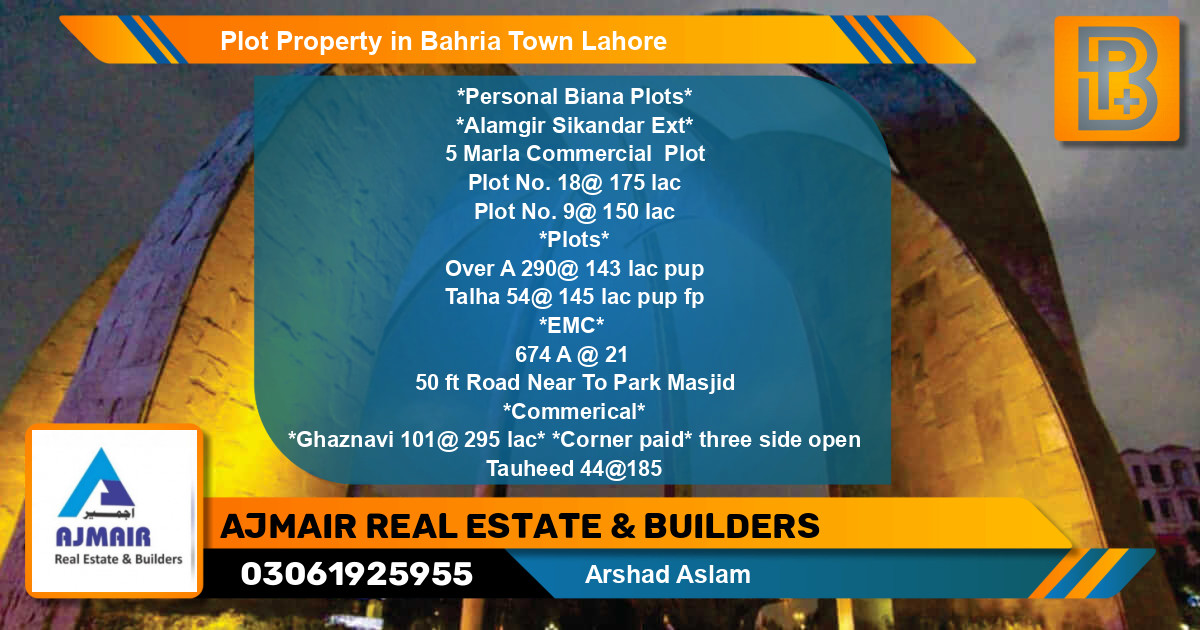 Commercial Plot for Sale in Bahria Town, Lahore - (BP-74624)